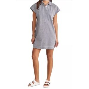 womens mini linen dress Linen Mini Dress with Starfish Shell Buttons main image 1